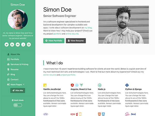 DevCard - Portfolio Template
