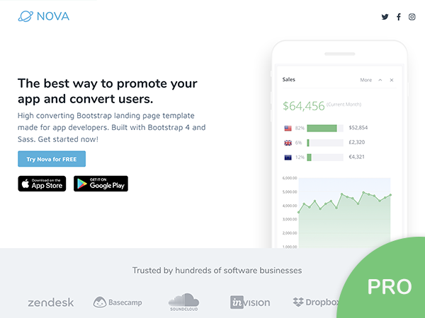 Nova Pro - Mobile Startup Template